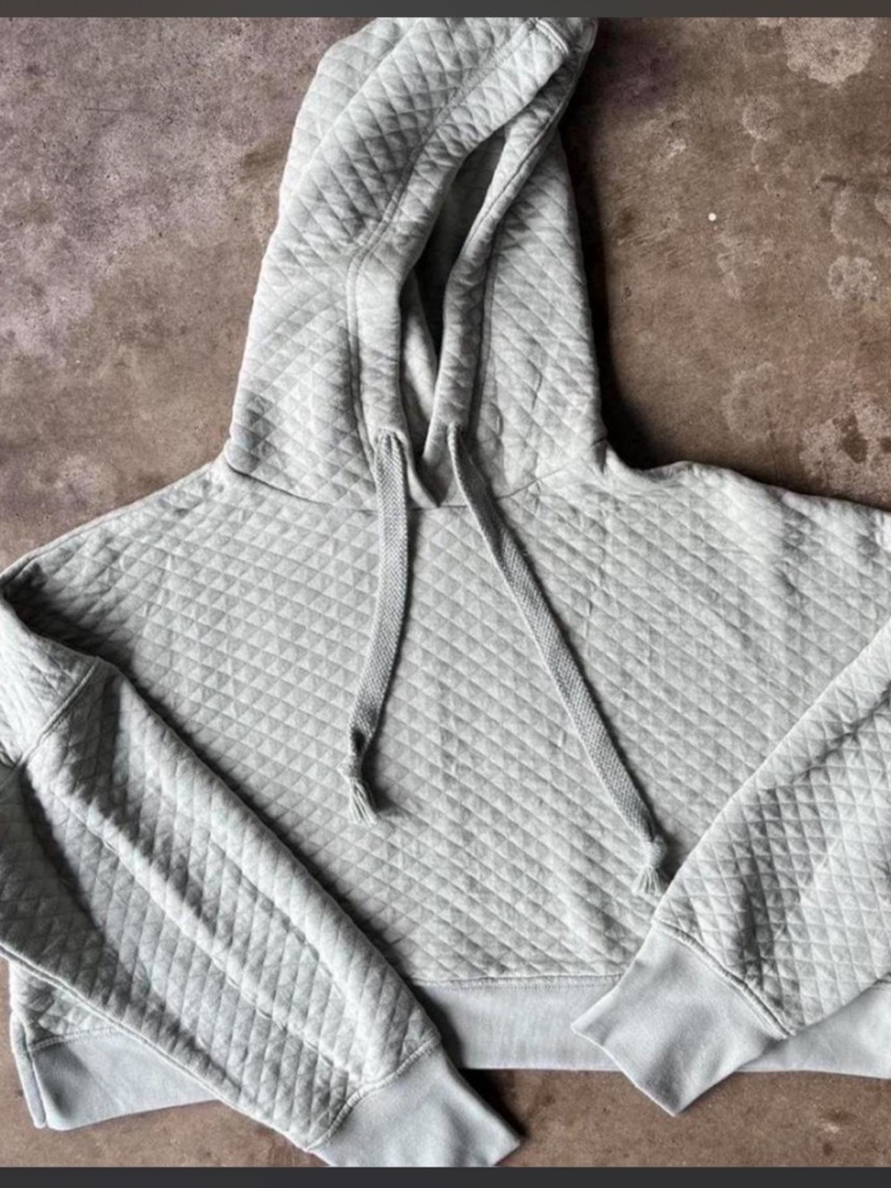 Altard State Revival Light Green Quilted Cropped Hooded Pullover Size XS